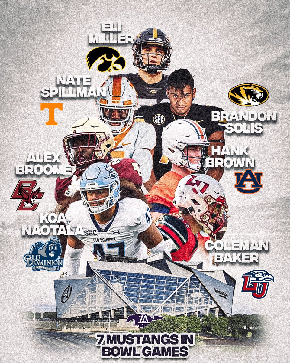 LAmustangFB's tweet photo. Congratulations to our 7 Mustangs playing in Bowl Games this season! ππ₯ https://t.co/RS3kRdkmDM