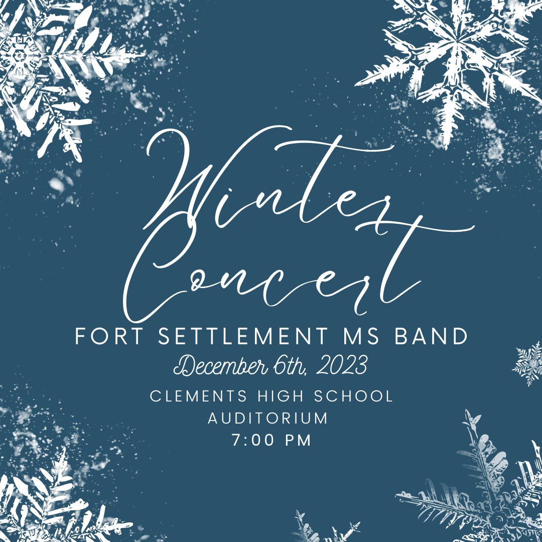Come join us this Wednesday, December 6th at Clements High School for our Winter Concert!