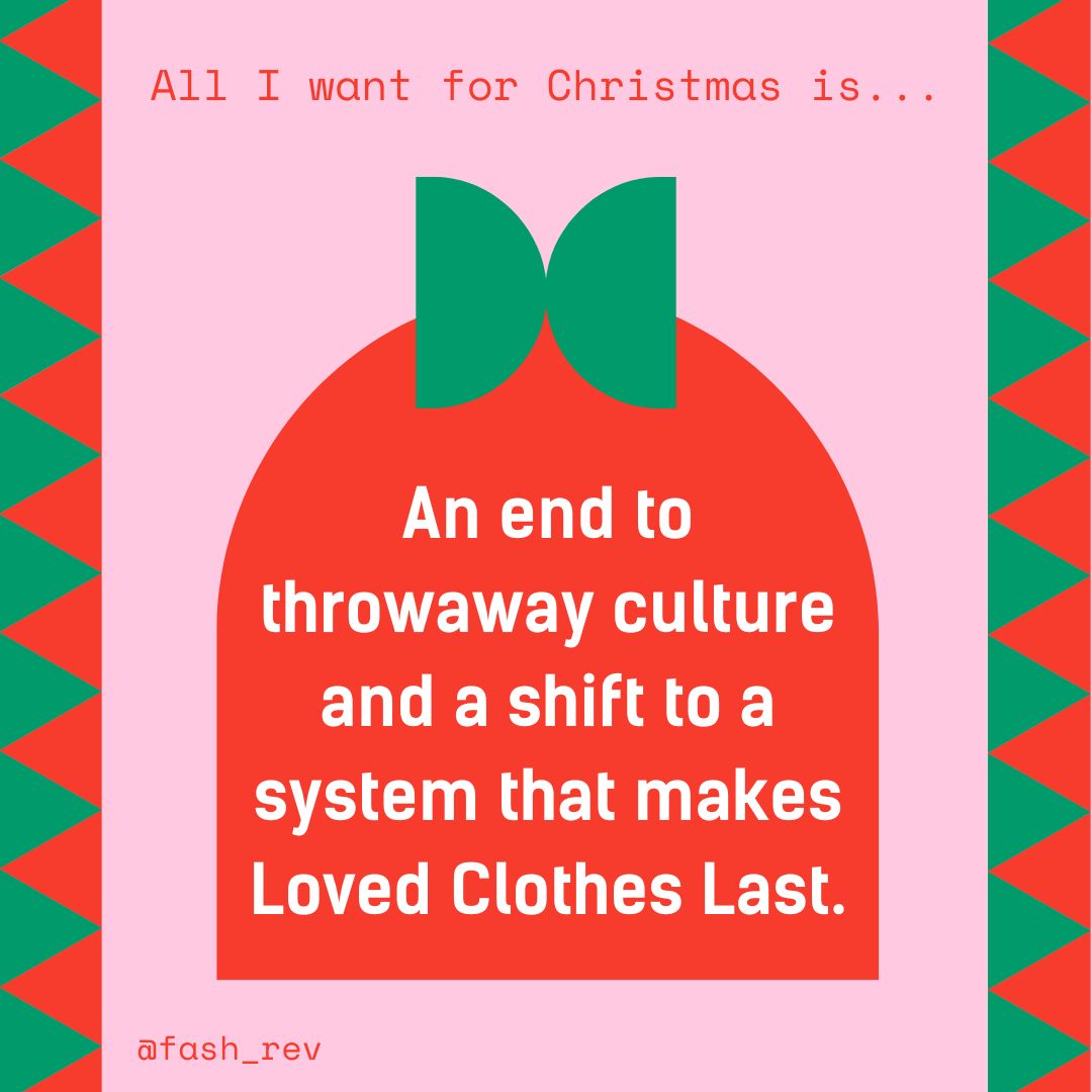 Fash_RevUSA's tweet photo. All we want for Christmas is for fashion to put people and the planet before profit and growth. Thanks in advance, Santa 🎅🏻 https://t.co/zrKuf3ZwVI