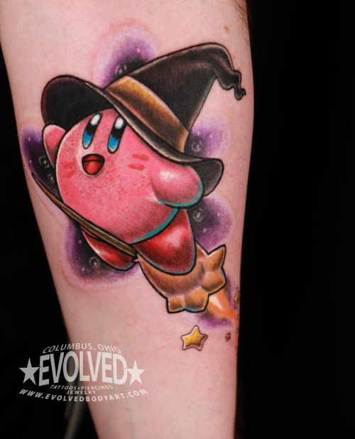 EvolvedBodyArt's tweet photo. Witchy Kirby tattoo by (づ｡◕‿◕｡)づ :･ﾟ✧:･.☽˚ Wil! https://t.co/8BMSlmWKCS