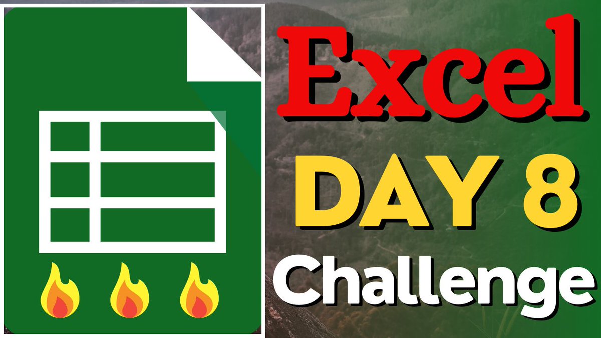 EduTax_Tuber's tweet image. Excel 100 Days Challenge ! Day 8🔥🔥🔥 🔥🔥🔥🔥 (Try With Me)
#exceltips #excelskills #exceltipsandtricks #excelshortcuts #excel #excelmastery #excelfunctions #excelformulas #excelformula #zerodha #stockmarkets
Try With Me: 👇👇👇👇👇🔥🔥🔥🔥
youtu.be/WaVgKWN_jDA