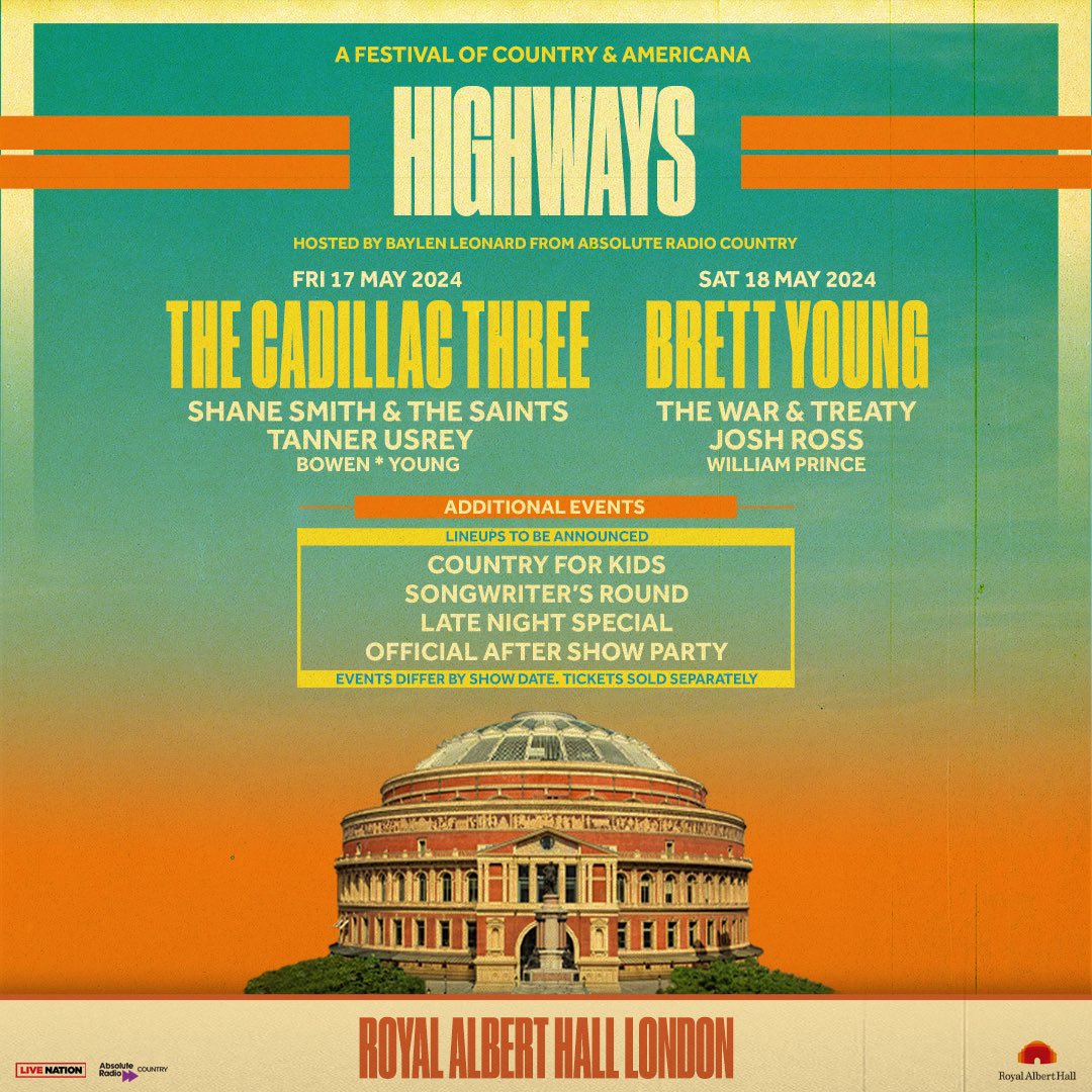 London! 🇬🇧 we’re coming back! Excited to announce we’ll be playing @RoyalAlbertHall at @HighwaysFest May 17th & 18th! 

Ticket details here: highwaysfestival.co.uk