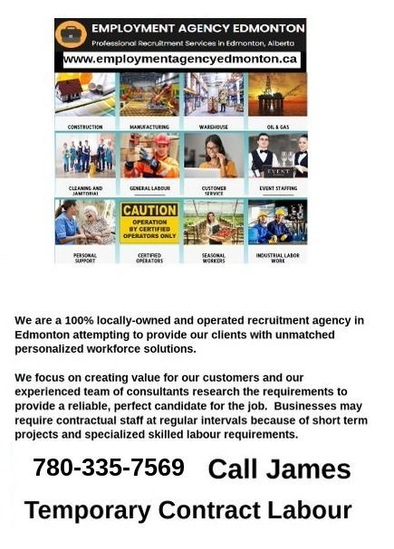 TVYouCANADA's tweet photo. Temporary Contract Labour
100% locally-owned and operated recruitment agency in Edmonton attempting to provide our clients with unmatched personalized workforce solutions. https://t.co/bIJ8pLWOgU
#yeg #edmonton #shpk #strathco #t8n #nisku #leduc #sprucegrove #stonyplain https://t.co/sfSalj4sXZ