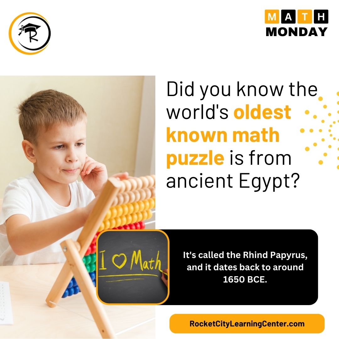 🔢✨ Happy Math Monday! Did you know the world's oldest known math puzzle hails from ancient Egypt? 🏛️🔍 Dive into the fascinating world of ancient mathematics with us! #MathMonday #AncientMathematics #FunFacts #MathHistory #DidYouKnow #NumberPuzzles #MathEnthusiast #LearnWithUs