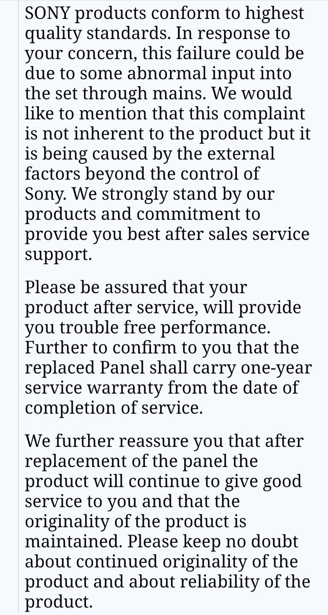 ark896_klm's tweet photo. @sony_india This is the reply and actions...please respect customer money values https://t.co/iJg19bUZY6