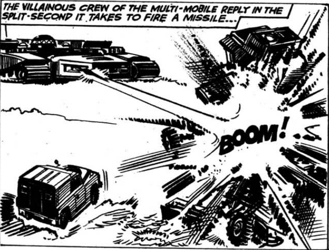 DWUDatabase's tweet photo. It isn't that long ago we were chasing an indestructible race car. Here we are chasing an armoured vehicle made by "A MASTER tractor mechanic" which "As its name suggests, it is capable of one hundred and one amazing tasks" Lets see how this ends #DoctorWho #Multimobile https://t.co/Wd9XcpZ1xH
