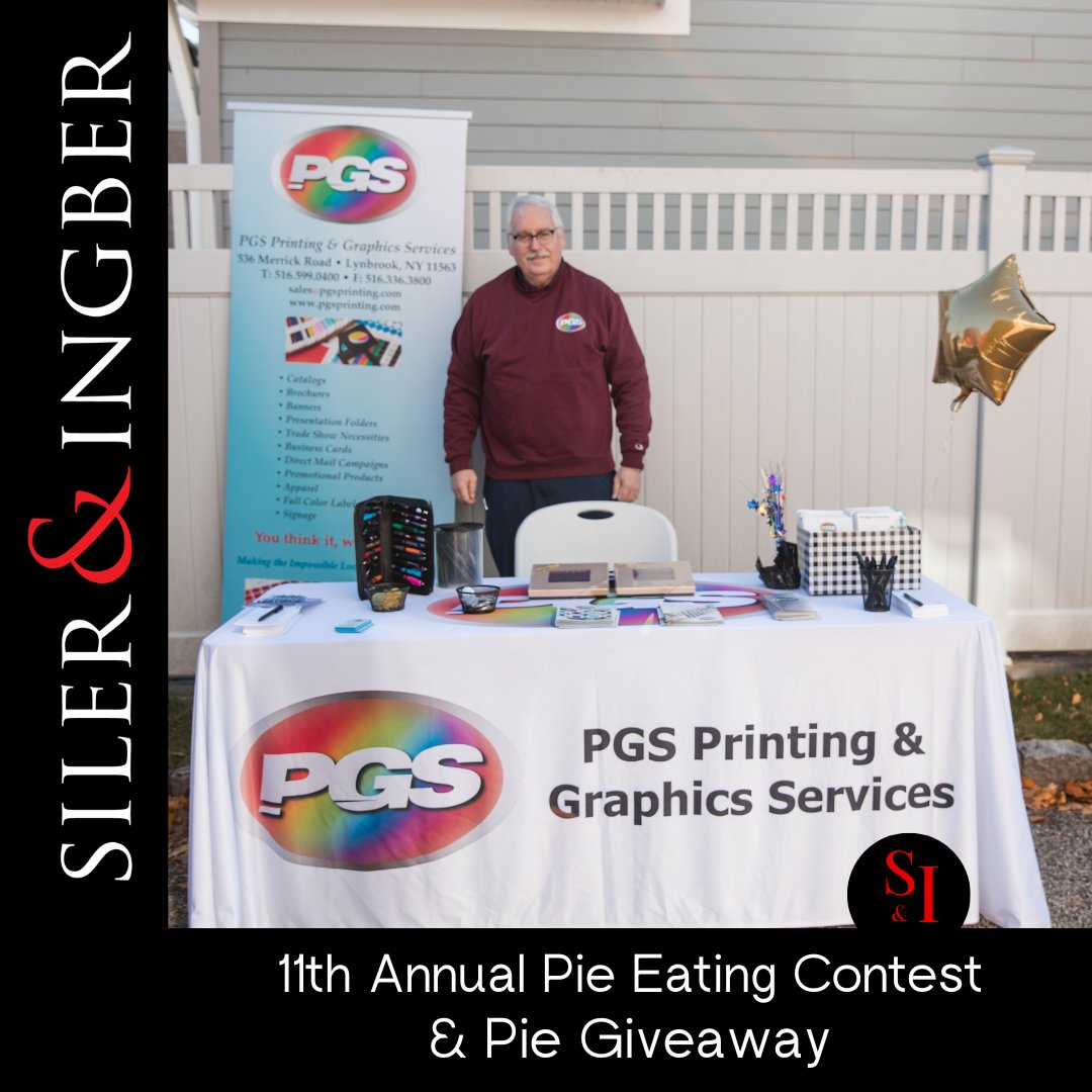 SilerandIngber's tweet image. Awesome vendors add something special to events! 
Big thanks to PGS Printing &amp;amp; Graphic Services for being a part of our 11th Annual Pie Eating Contest &amp;amp; Pie Giveaway!

#pieeatingcontest #fallfun #printing #pgspringint #sileringber #longisland #longislandattorney #nycattorney