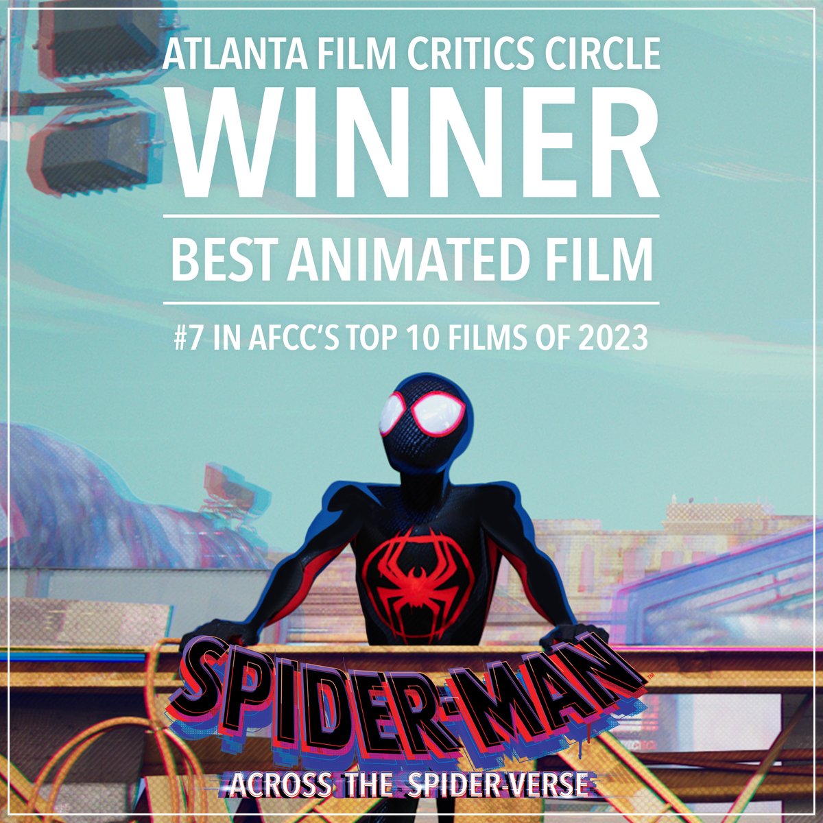 SonyAnimation's tweet image. Spider-Man: Across the #SpiderVerse is named Best Animated Film by @ATLFilmCritics and earned the #7 spot in #AFCC&apos;s list of Top 10 Films of 2023.