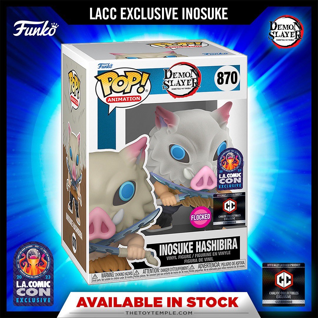 OINK! The @comicconla exclusive Flocked Inosuke Hashibira 870 Funko is in stock and online at thetoytemple.com

Grab this Funko Pop now for our in-store signing December 16th at our Tempe HQ!

#ad #demonslayer #funkopop #lacomiccon #toytemple