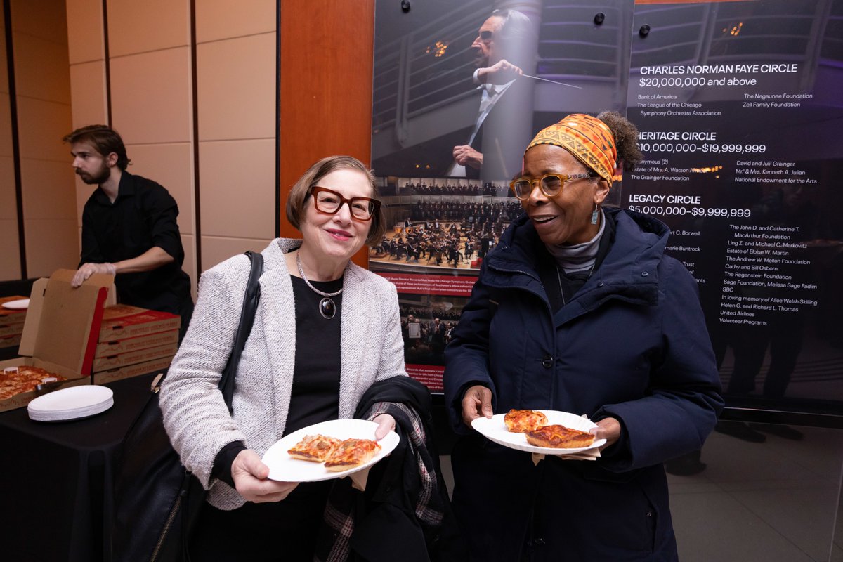 5 of the composers participated in an insightful preconcert discussion with @WFMTclassical’s LaRob K. Rafael, presented with @chihumanities, while the CSO African American Network hosted a lively afterparty & artist meet-and-greet with pizza provided by @JetsPizza. 📷: Anne Ryan