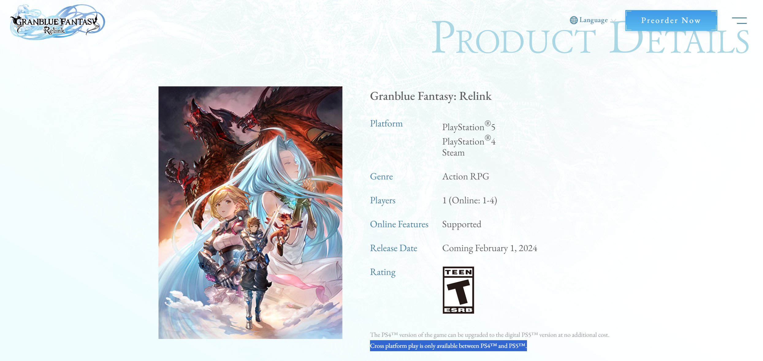 Granblue Fantasy: Relink for PlayStation 5, granblue fantasy relink 