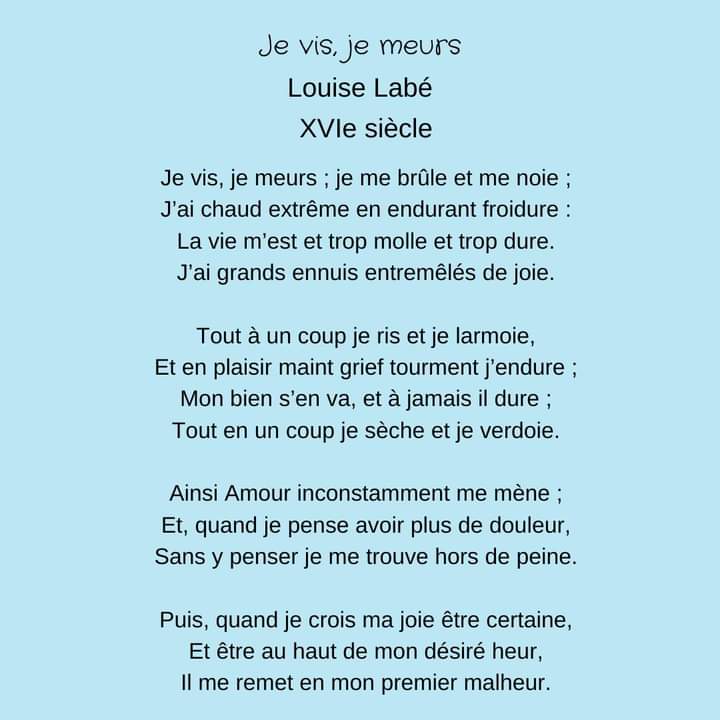 Louise Labé, première femme poète de ce calendrier (il y en a très peu, sorry...) 
Elle nous ensorcèle ici avec son 'je vis, je meurs' sur les tourments amoureux
#LouiseLabé #frenchpoetess #poèmedamour #lovepoetry