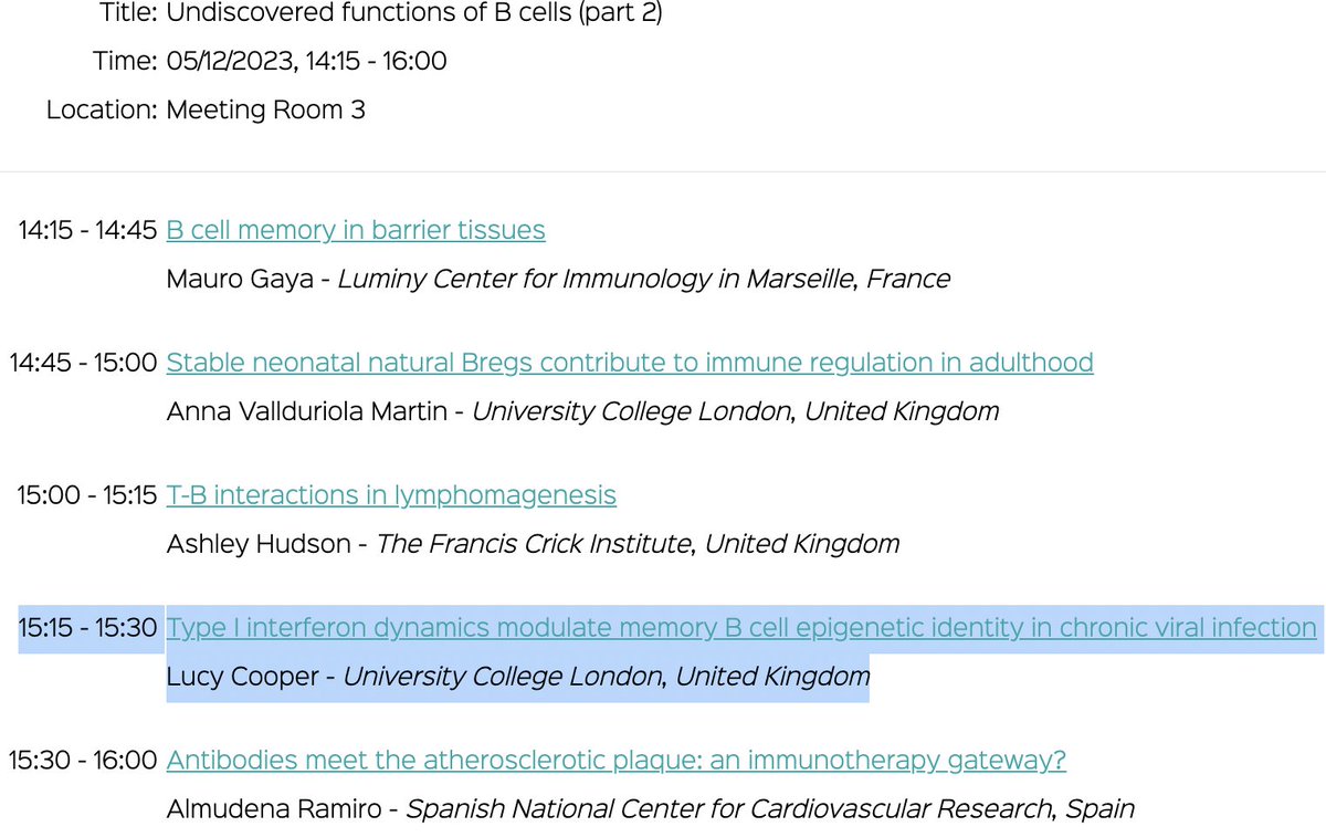 Don't miss our new <a href="/iit_ucl/">IIT</a> post-doc⭐️ Lucy Cooper presenting her work from <a href="/KimLJacobson/">Kim Good-Jacobson</a> lab <a href="/MonashImmunol/">Monash University STM Department of Immunology</a> in Tues B cell session 2