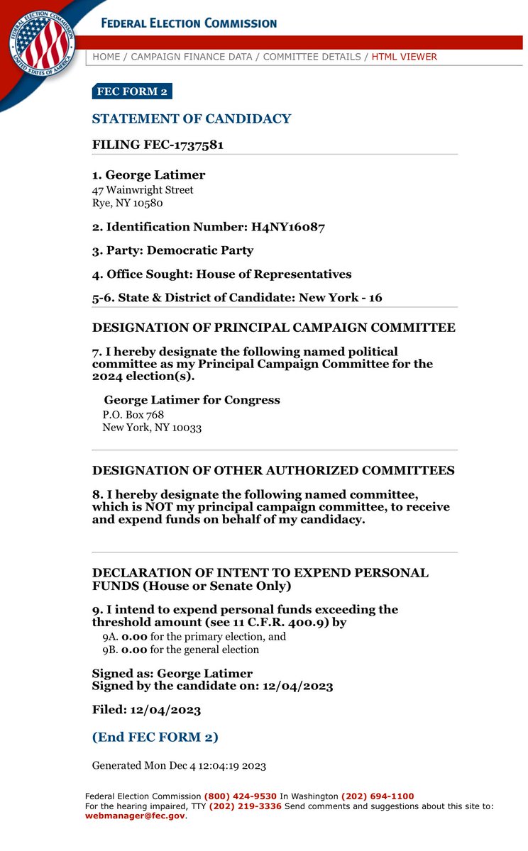 MORE : Latimer officially filed today , announcement video is being prepared over next 24 hours ⁦<a href="/News12WC/">News12WC</a>⁩