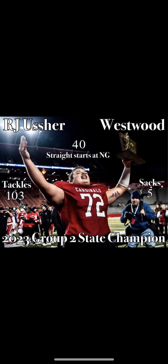 Rjussher72's tweet photo. The best 4years of my life all Glory to God thank You to @WestwoodCardsFB @CardsCoachGuy @CoachBaez3 @CoachZisa @CoachNelson07 @CardinalsTDClub @CoachSuri @BorgersenIan For everything
Group 2 Statechamps✅2x sectional champs✅1stteam all north jersey✅ 2xallcounty 3xall Leauge✅ https://t.co/lHg4KGyXbC