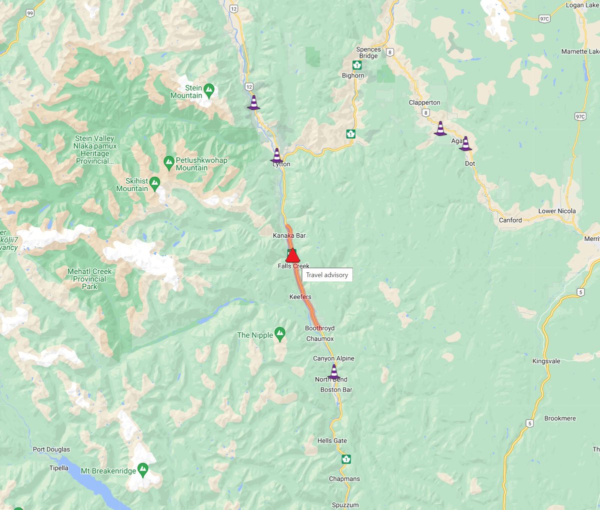 DriveBC's tweet photo. ⛔️#BCHwy1 The highway will be PROACTIVELY CLOSED through the #FraserCanyon between Boothroyd and Siska from 7:00 PM tonight to 9:00 AM tomorrow morning due to heavy rain forecasted through fire affected areas. No detour will be available.
ℹ️More info:
https://t.co/AY04RoWp6T https://t.co/iTOhbbcxtE