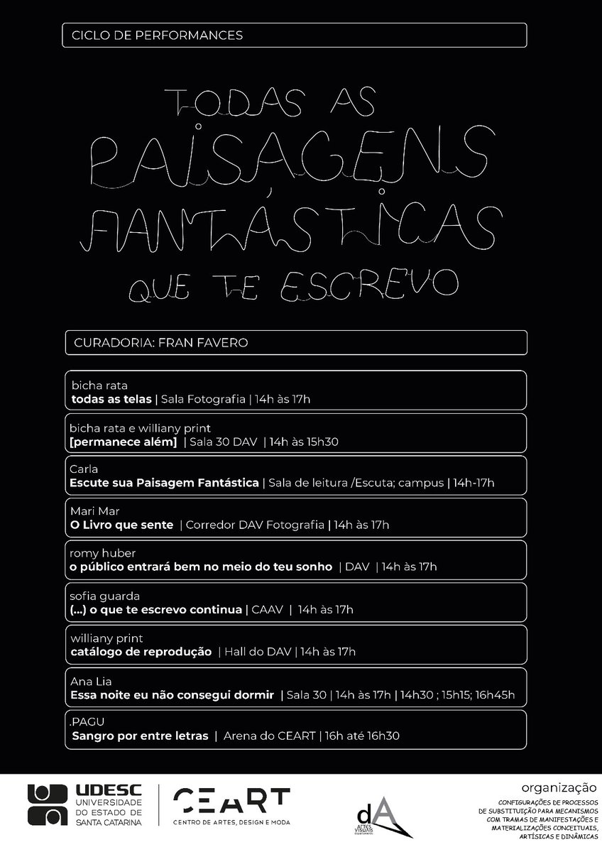 udesc_ceart's tweet photo. Notícia - Curso de Artes Visuais da Udesc promove evento da disciplina de Performance nesta quarta https://t.co/FKDCaQlhgE https://t.co/32nr8tT1E8