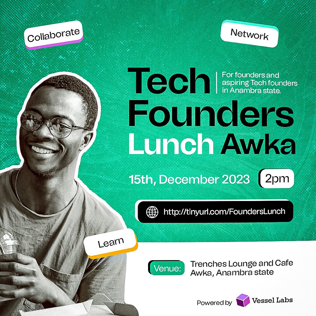 Zikthemaker's tweet photo. Where are my Tech Founders 🙌🏼😁

This one is for you!

It’s going to be a fun afternoon of food, networking and shared learning.

Don’t say you didn’t see this 😅

Link to register 👇🏽

https://t.co/6wluwEzSdJ

P.S: Seats are very limited. Help share to who needs to see this🙏 https://t.co/0DiH6ux3kB