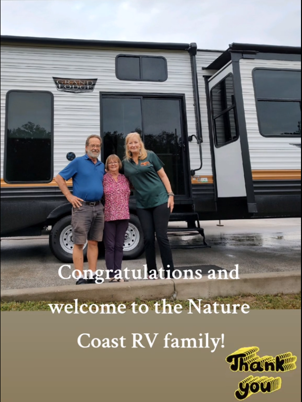 Nature_RV's tweet photo. Congratulations Joyce &amp; Alfred!
Welcome to the Nature Coast RV Family!
#rvlife #destinationtrailer #motorhomeliving #travel #florida #crystalriver #SmallBusiness https://t.co/7vFF3b6oze