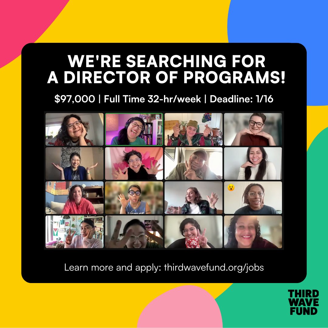 WE’RE HIRING 📣 Join our team as the next Director of Programs!

🌱 Remote work, U.S. based
🌱 Full-time (32 hours/week)
🌱 Starting Salary is $97,000
🌱 Benefits package
🌱 Deadline to apply is 1/16/24

Learn more &amp; apply: thirdwavefund.org/jobs