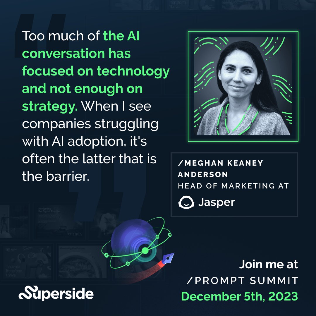 Are you free tomorrow?? Join us, our friends from @heyjasperai, and hundreds of marketers and designers as we speak about the opportunities in this new world of AI! Hear from speakers like @meghkeaney, Head of Marketing at Jasper on her approach to integrating AI into her