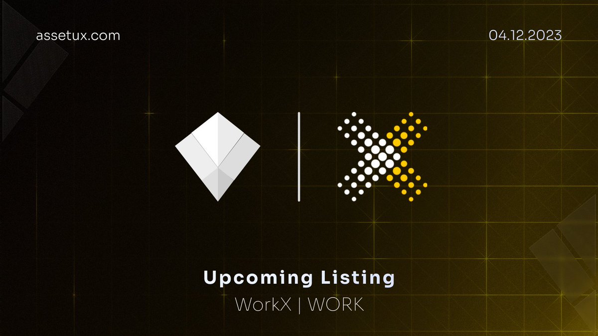 Participate in our upcoming $WORK listing celebratory campaign! 🎁
250 $WORK for 25 lucky winners await you post Token Generation Event (TGE).
5 simple steps to win: follow <a href="/assetux/">Assetux</a>, follow @WorkX_official, Like, Rt, Reply ❤️
Join us in this celebration of Web3 success! 🚀