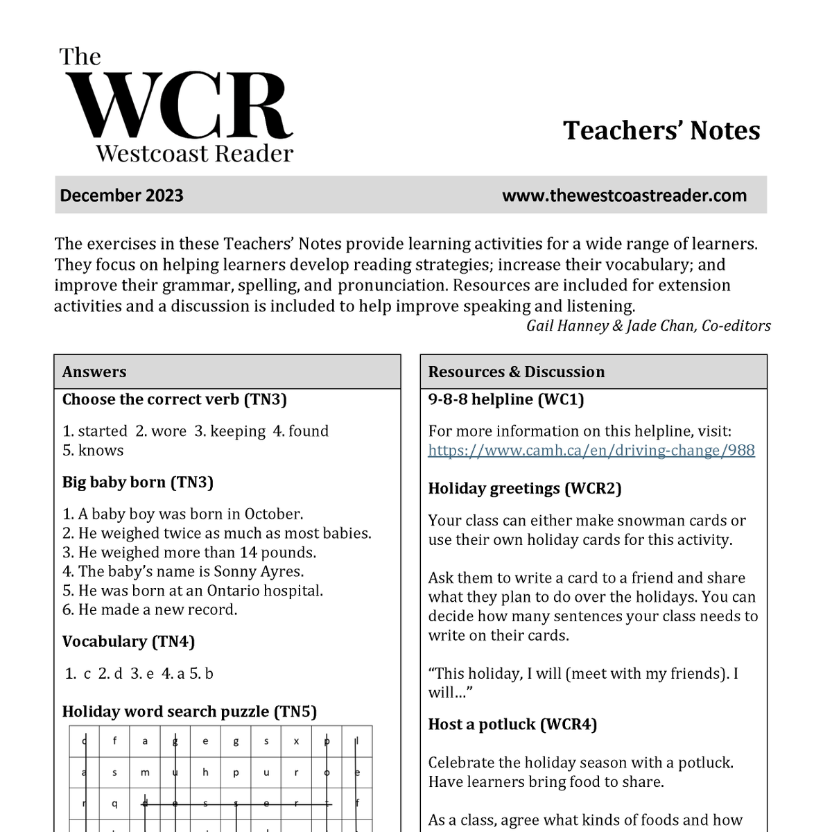 WestcoastReader's tweet image. 🕰 Save time with the ready-made exercises, resources, discussion topics and quizzes to support your learners in The WCR's Teachers' Notes
👉 Download the December 2023 Teachers' Notes at: tinyurl.com/2cm5fczb

#TeachersNotes #Newspaper4Learners #Newspaper #AdultLiteracy