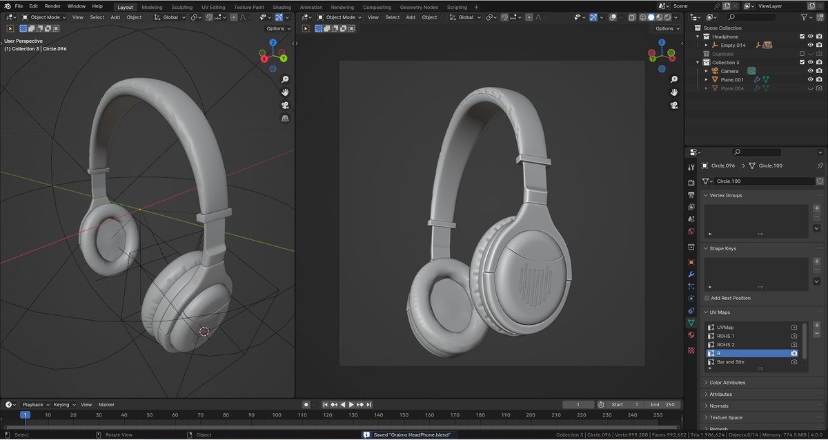 Today, i started modeling the @OraimoMate headset. This is one valuable gadget that gives you the best sound. I will be working on the details tomorrow and later texture it. #3d #b3d #blender3d #blendercommunity #blender