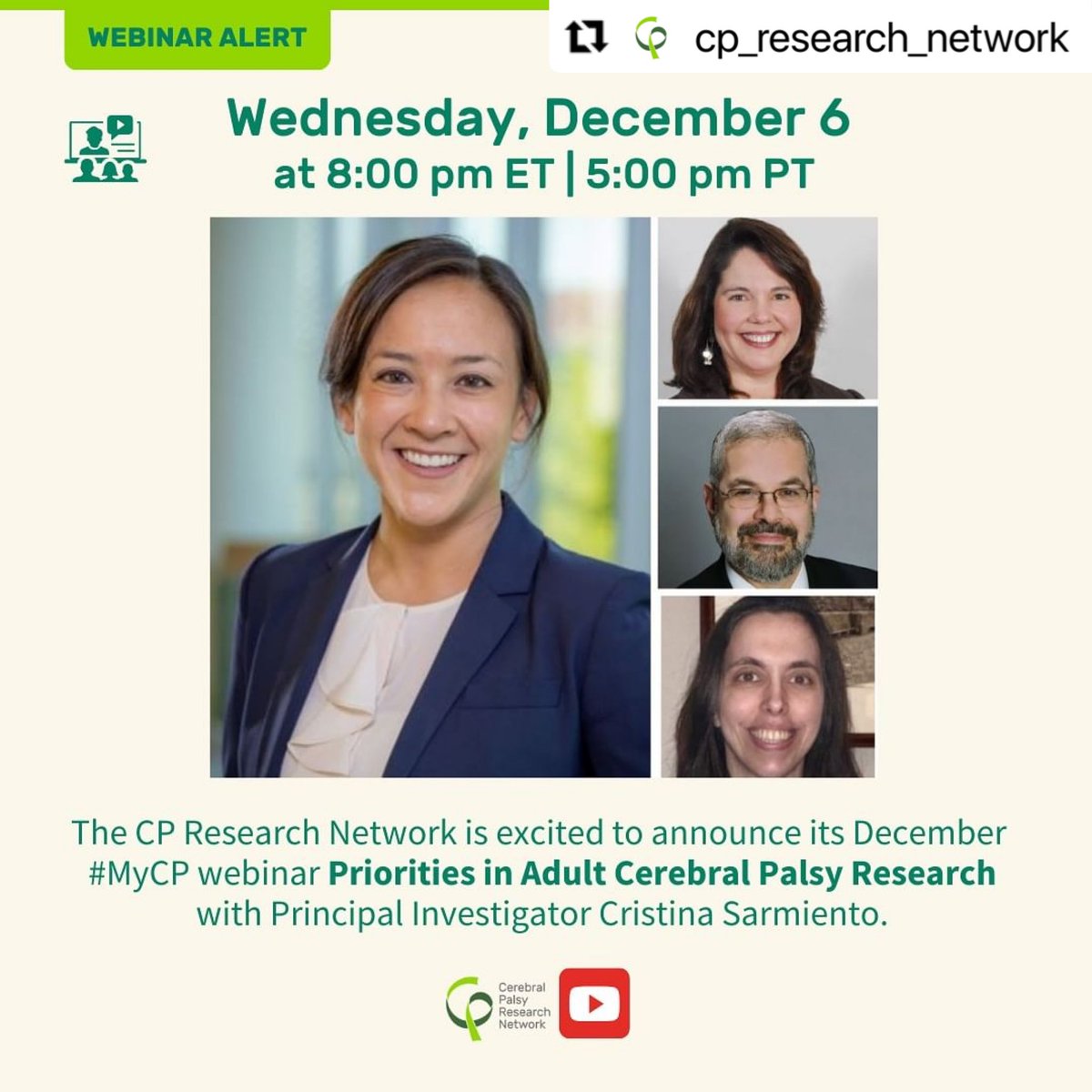 Cerebral Palsy Alliance Research Foundation (@researchforcp) on Twitter photo Join our partners <a href="/CPRN_org/">Cerebral Palsy Research Network</a> for an upcoming webinar. We’ll discuss priorities in adult #CerebralPalsy research & share how members of the #CP community can engage.
Sign up & bring your questions: cprn.org/portfolio-item… Join our partners <a href="/CPRN_org/">Cerebral Palsy Research Network</a> for an upcoming webinar. We’ll discuss priorities in adult #CerebralPalsy research & share how members of the #CP community can engage.
Sign up & bring your questions: cprn.org/portfolio-item…