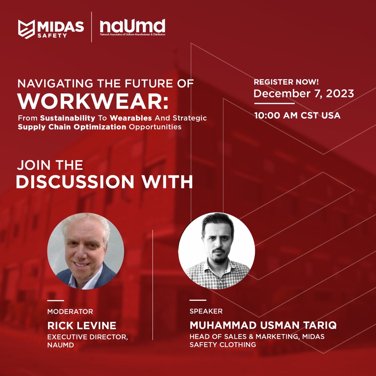 Mark your calendars for December 7, 2023, as we navigate the future of workwear 🗓️

Join us to stay informed and adapt to the changing demands of the workwear industry: us06web.zoom.us/webinar/regist…

#NAUMD #MidasSafety #Workwear