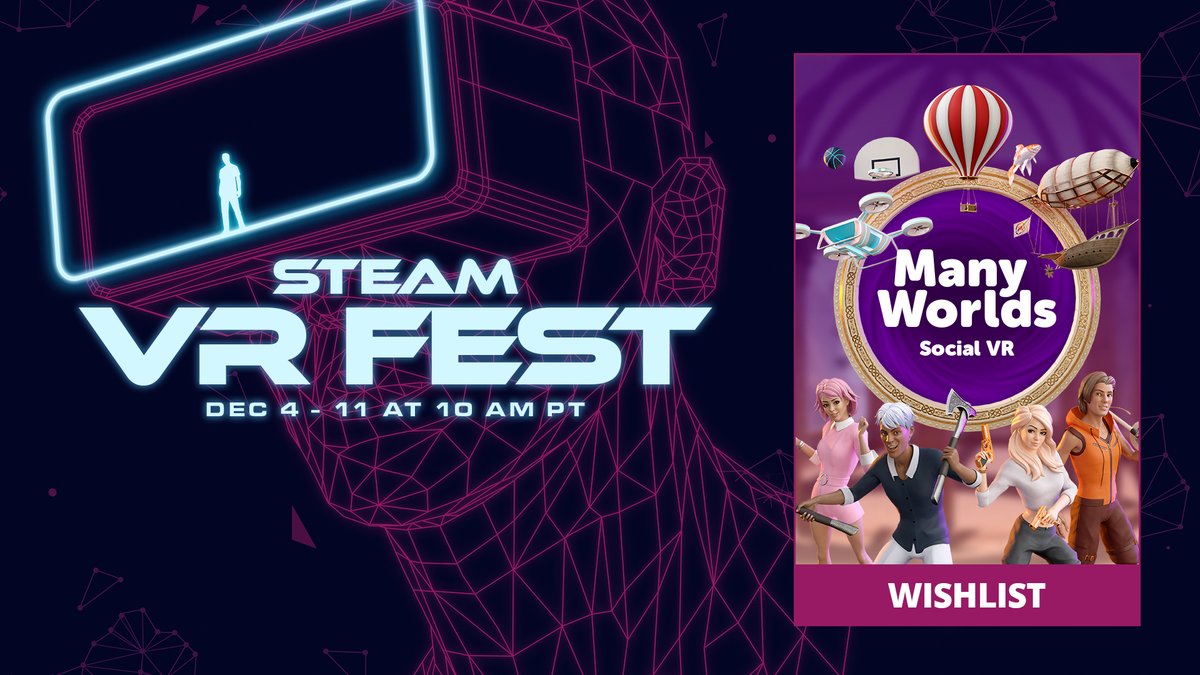 ManyWorldsVR's tweet photo. Steam VR Fest starts today!

While you're there... wishlist Many Worlds VR, or signup to find out about playtesting 👉 https://t.co/Rxuka8jT6I

#SteamVRFest #indiedev #indiegames #multiplayer #vr https://t.co/BxBhu6Fbm4