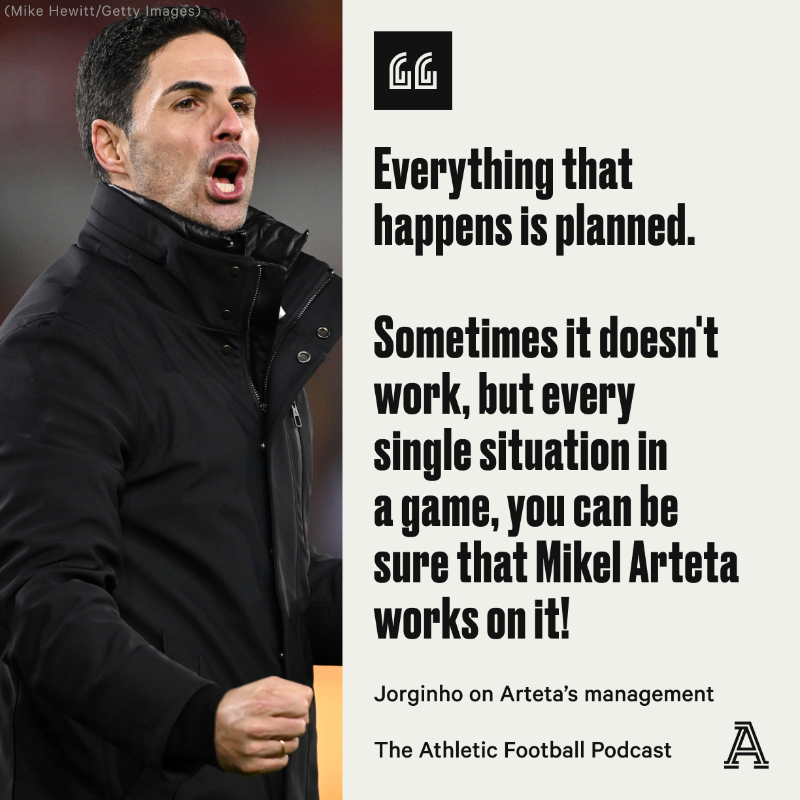 TheAthleticFC's tweet photo. ♦️ "If you don't like Kai Havertz, you don't know football"
♦️ Changing penalty run-up
♦️ How Arteta plans 'every situation'

𝐄𝐱𝐜𝐥𝐮𝐬𝐢𝐯𝐞: Arsenal's @FrelloJorginho speaks to @AyoAkinwo for a special episode of The Athletic Football Podcast — listen and read now 🎧 ✍️