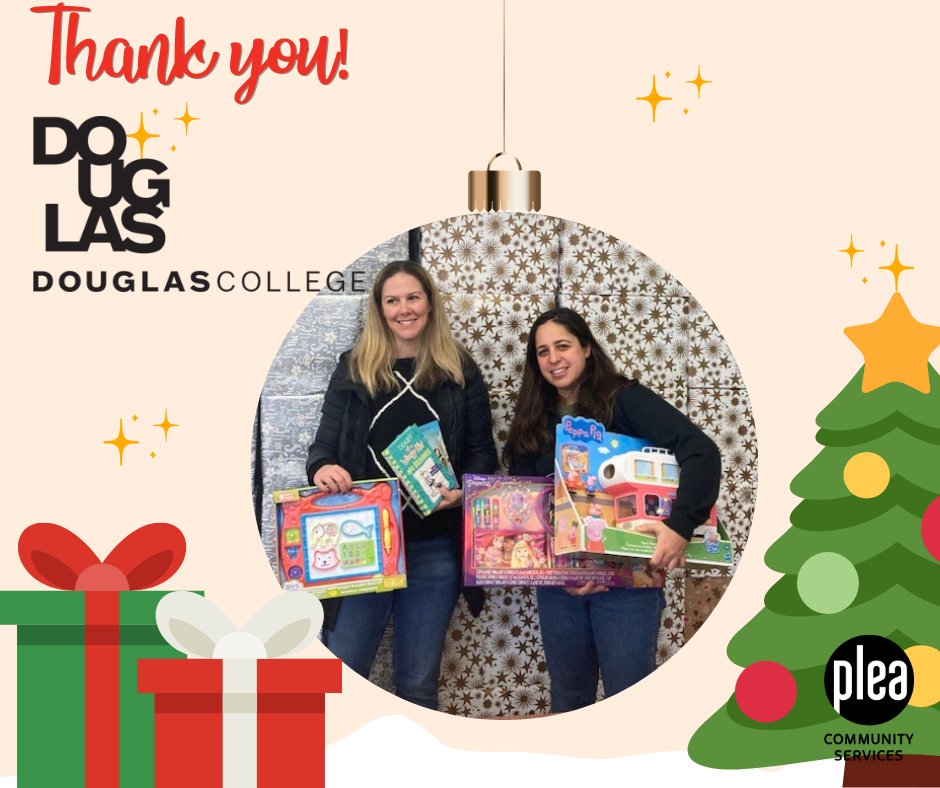 Thanks @douglascollege Youth Justice program for donating toys to our Holiday Hampers for families in our programs! Pictured: KidStart's Camilia Jimenez & Meaghan Dougherty from Douglas College.
#holidayhampers #DouglasCollege #youthjustice #PLEA #holidaycheer #communitylove