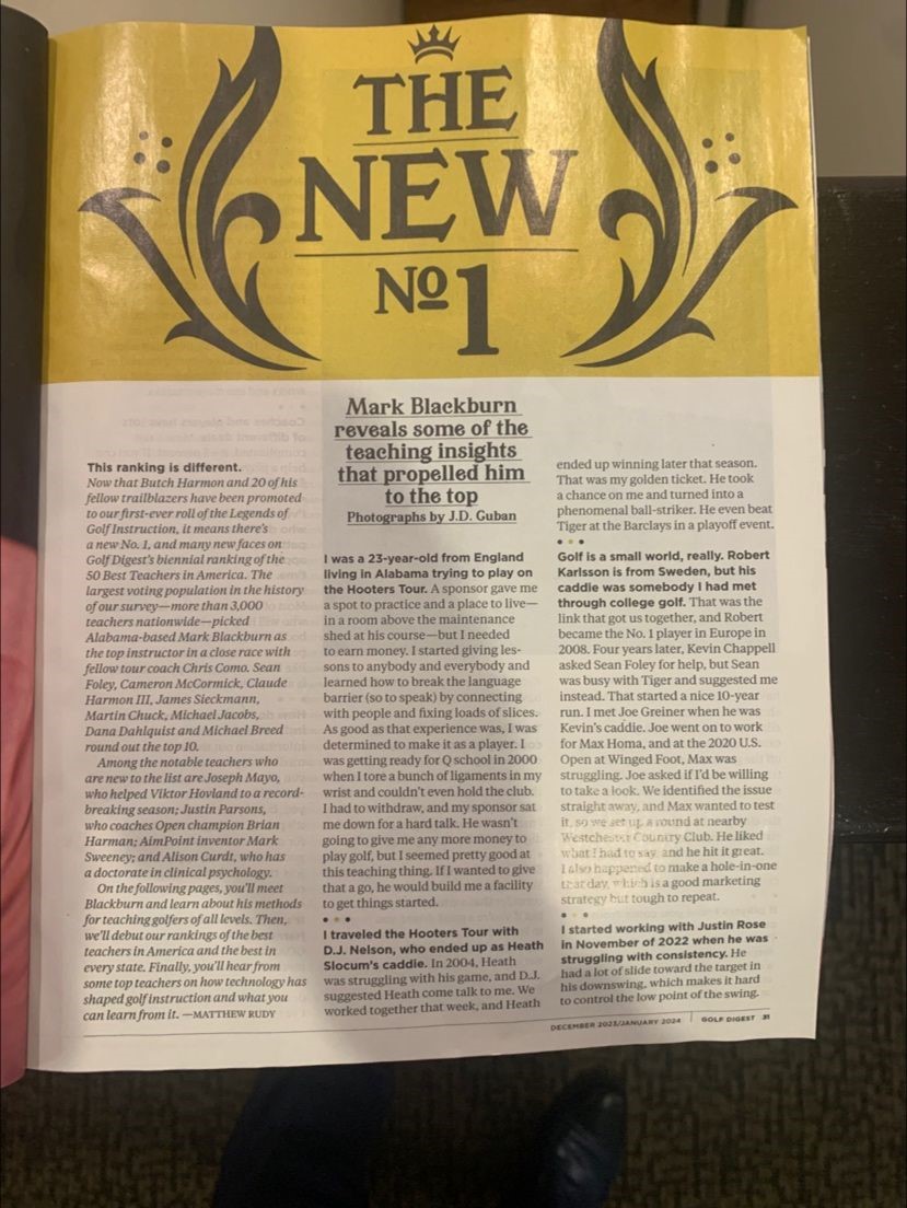 greystonegcc's tweet image. Mark Blackburn has been named the #1 Golf Teacher in America by Golf Digest Magazine. 🏆 Congratulations to Greystone’s incredible Director of Instruction!  Grab a copy and read about his incredible journey to the top!