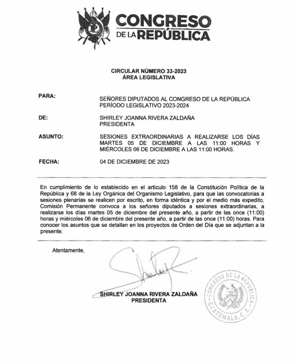 CanalAntigua's tweet photo. La Comisión Permanente del Congreso, encabezada por Shirley Rivera, ha convocado a dos sesiones extraordinarias a realizarse este martes y miércoles, ambos días a partir de las 11:00 horas y discutir diferentes temas Legislativos. ⬇️
#SesionesExtraordinarias #11Horas https://t.co/vv4VrSu8FA