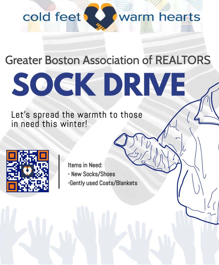 GBAR and the Community Service Committee are collecting items for Cold Feet Warm Hearts. Collection bins can be found at: 

GBAR office at 68 Main St, Reading
Compass office at 161 Linden Square, Wellesley
Lamacchia Realty at 186 Cambridge St, Unit 4, Woburn

Help us help others!