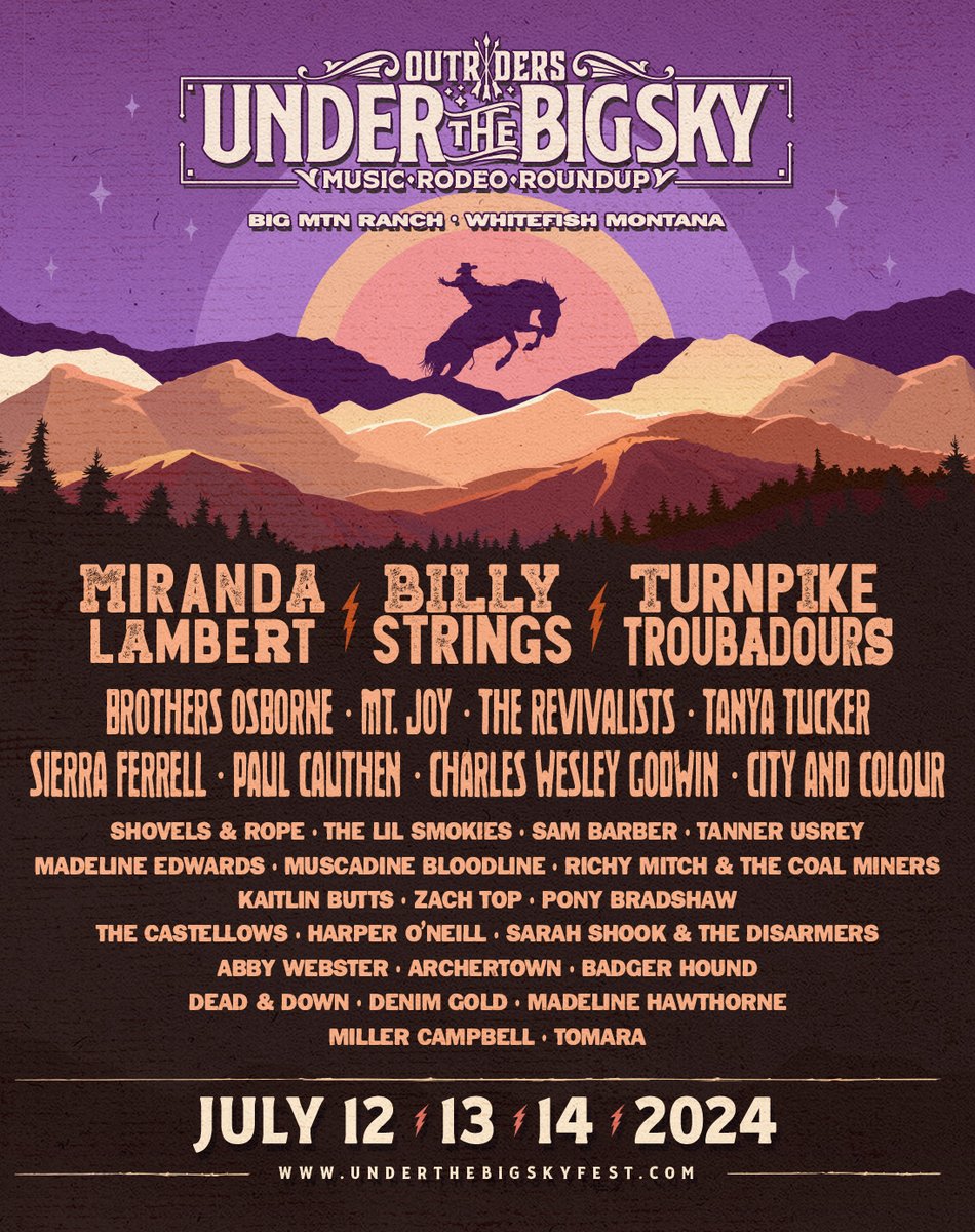 CharlesWesleyG's tweet photo. See y'all at Under The Big Sky Fest in July. Passes go on sale this Friday, December 8 at 12pm MT. More info available at https://t.co/7Uf5Aix8OM! https://t.co/t0Xrqsulcf