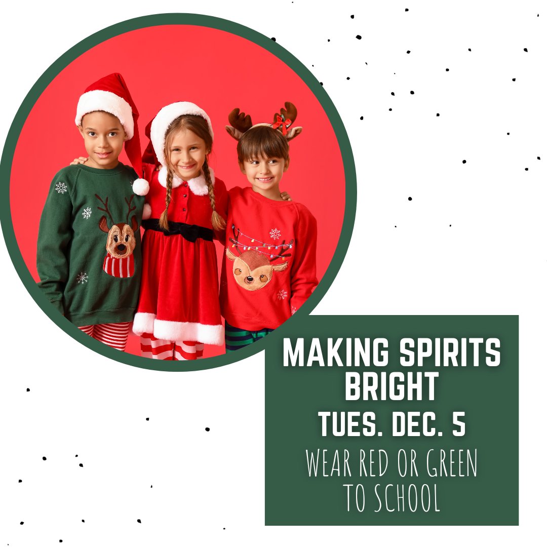 MorrinSWAT's tweet image. TOMORROW we are 𝗠𝗮𝗸𝗶𝗻𝗴 𝗦𝗽𝗶𝗿𝗶𝘁𝘀 𝗕𝗿𝗶𝗴𝗵𝘁 by wearing red or green to school!

#MorrinSWAT #MorrinProud #MakingSpiritsBright #red #green #schoolculture @MorrinProud