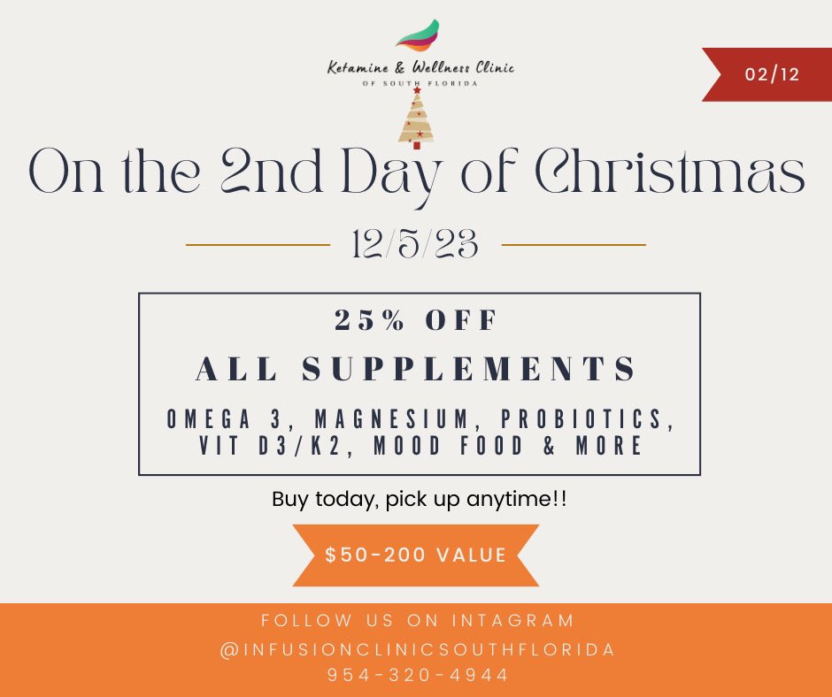 KetamineCSF's tweet photo. As we immerse ourselves in the festive cheer of the holiday season, we're thrilled to introduce a special treat as part of our 12 days of Christmas sale—a unique opportunity to support your wellness journey with our premium supplements.

#wellnes #supplement https://t.co/jybtkVzKcA