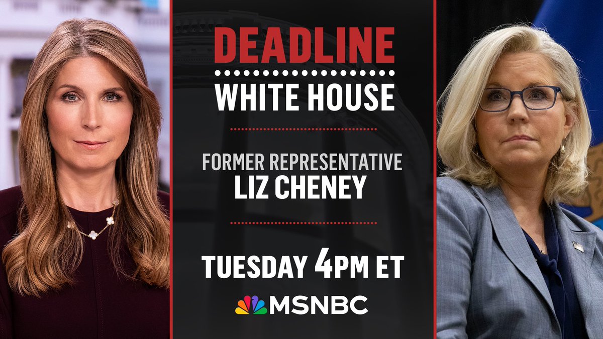 Tomorrow: @NicolleDWallace is back for one day only for a special interview with @Liz_Cheney — Tuesday at 4pmET on @MSNBC