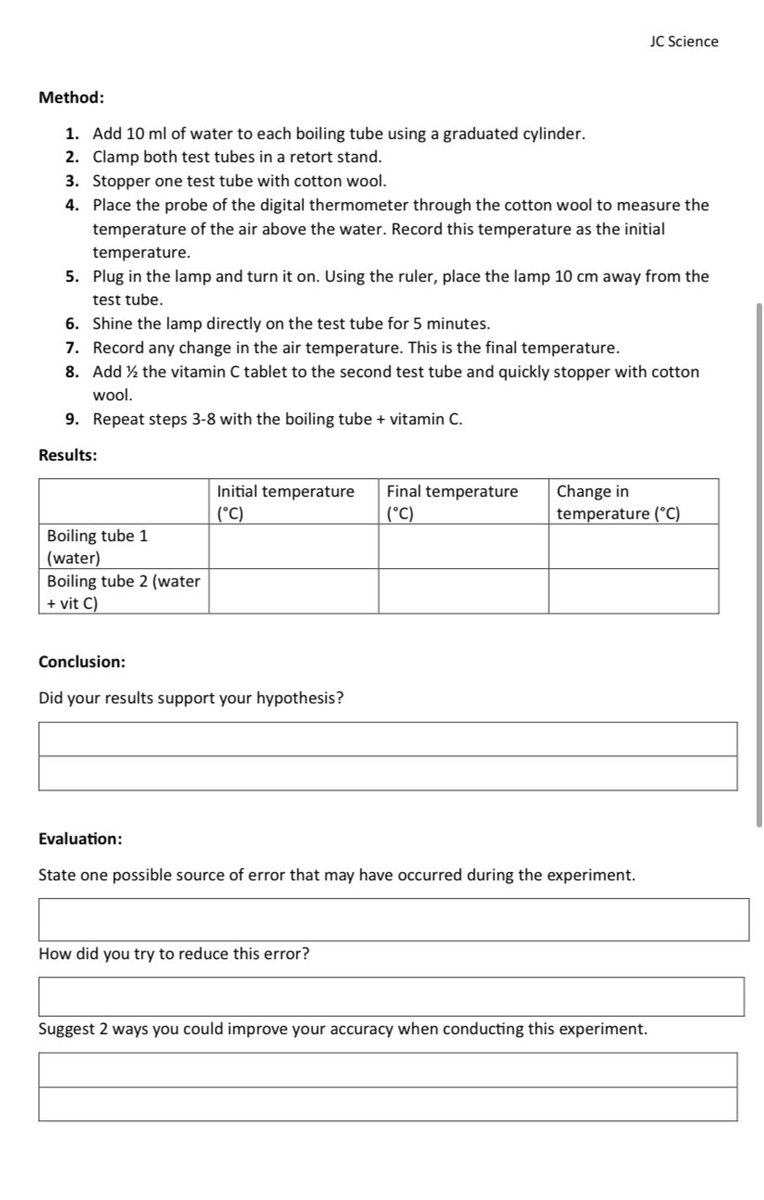 TeachMeAgri's tweet photo. 3rd years investigating global warming. I found a version of this online and have swapped in available lab equipment. Worksheets detail method. Some points we discussed were how water bubbling up to probe and cotton wool could have affected the temperature. https://t.co/WeU9ptmWNP