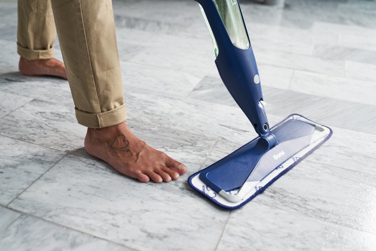 Say hi to the Bona Premium Spray Mop and bid farewell to wet mops and buckets of murky water. Simply load your cleaner cartridge until you hear it click. Pull the trigger for a quick spray of Bona Floor Cleaner, and away you go. bit.ly/3NPLKqL
