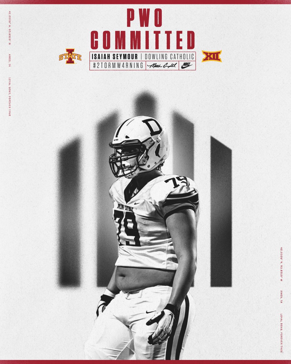 Isaiah Seymour (@isaiahseymour4) on Twitter photo After a great conversation with <a href="/DerekHoodjer/">Derek Hoodjer</a>, I am excited to announce my first Divison 1 offer to Iowa State University, and announce my verbal commitment to Iowa State University! #rollclones After a great conversation with <a href="/DerekHoodjer/">Derek Hoodjer</a>, I am excited to announce my first Divison 1 offer to Iowa State University, and announce my verbal commitment to Iowa State University! #rollclones