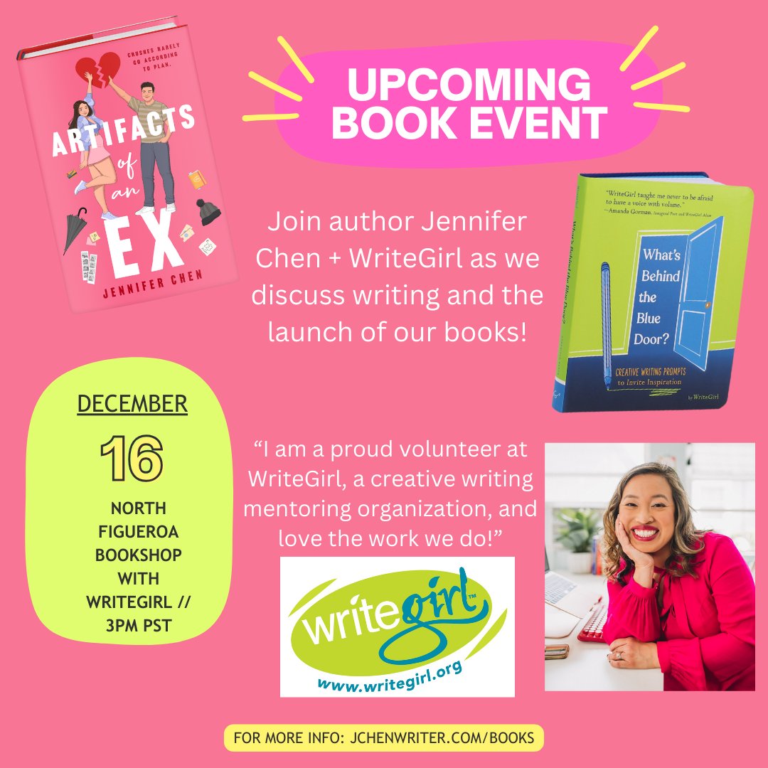 I'm excited to partner with @WriteGirlLA for a fun book event at North Figueroa Bookshop on Dec. 16 at 3pm! Hope you can join us for fun writing activities! You can also grab the new creative writing journal from WriteGirl—the perfect holiday gift!