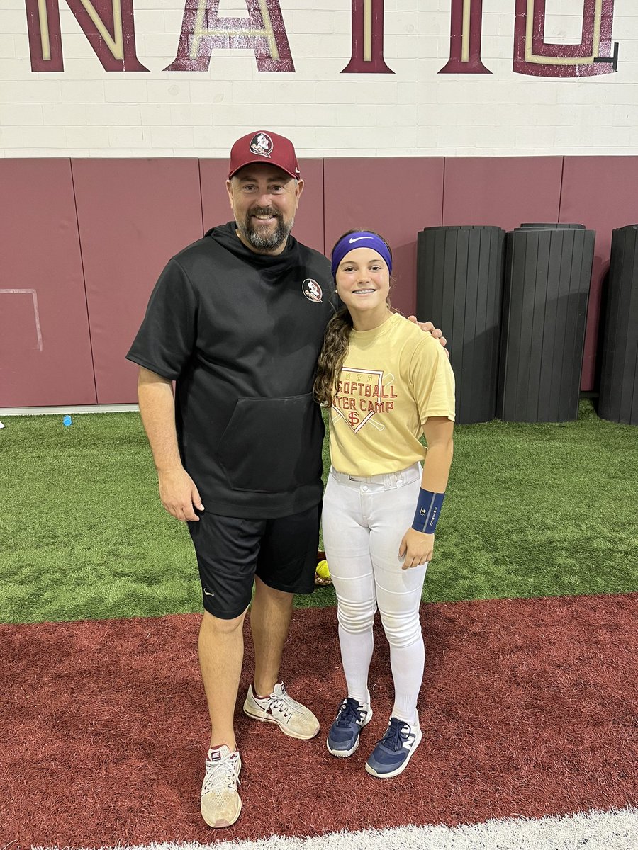 BPowhida's tweet photo. WOW!! What a weekend. I had so much fun at the @FSU_Softball camp. I learned a ton and my favorite part was working on my mental game! Thank you coaches @Coach_Alameda @FSU_CoachWilson @TCam_FSUSB I will definitely be back! Go NOLES! https://t.co/6K1hNiGdD7