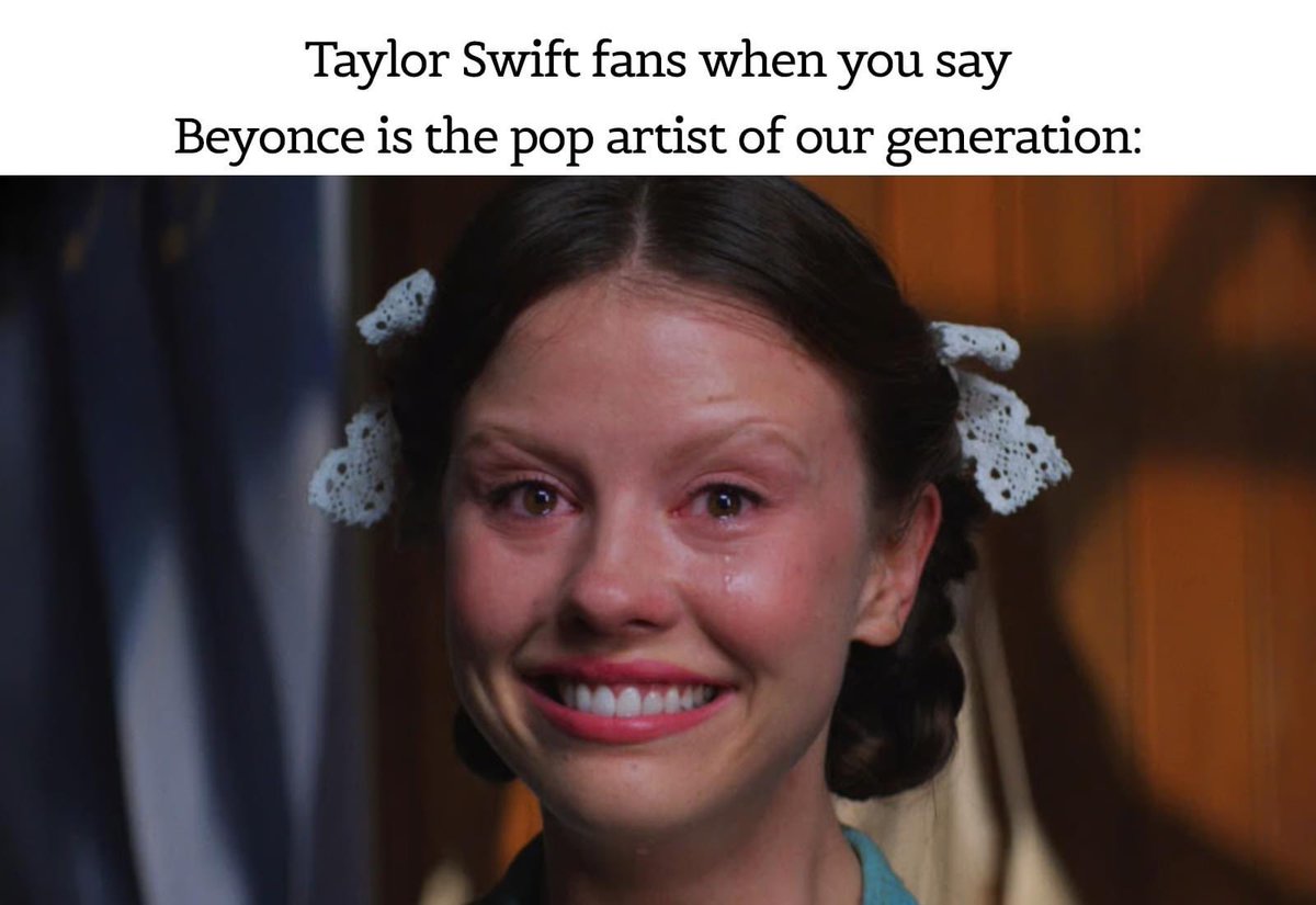 This is a one way road to getting axe murdered.

#taylorswift #tswift #twswiftedit #beyonce #beyonceknowles #meme #memes #memesdaily #memestragram #funny #funnymemes #funnymeme #pearl #a24 #miagoth #film #movie #cinema #cinemalover #cinephile