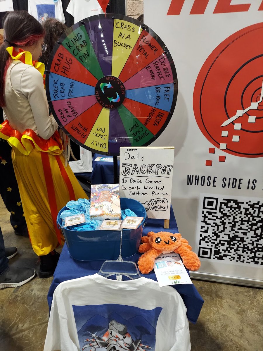 <a href="/BlueRondoGames/">Blue Rondo Games</a> I missed taking a photo of the person dressed in a crab outfit but this booth had a lot going on with always several people crammed in. The photo of the above shot was still a few people around me with my phone all the way up to get a good shot of the Zeit Heist