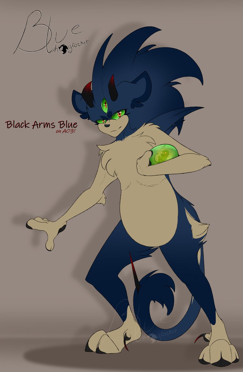 Design for my BlackArms au, posted on AO3 <3 A Shadow design is in the works, along with other important characters.
#sonicau #SonicTheHedgehog