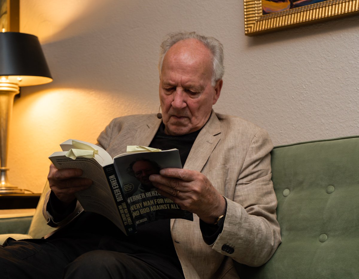 Our convo with Werner Herzog &amp; <a href="/Caterina/">Caterina Fake</a> is now up on our podcast! It'll also be broadcast tomorrow on <a href="/KQED/">KQED</a> at 10pm, and again on Wednesday at 1am -- perfect for a moody late night drive 😎