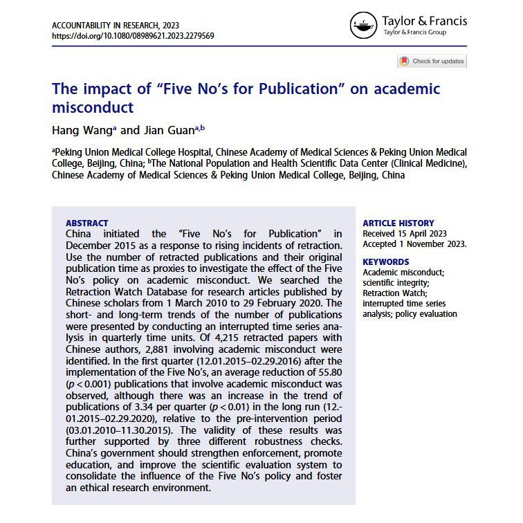 Scheduling_Help's tweet image. "The impact of “Five No’s for Publication” on academic misconduct" | @tandfonline buff.ly/3T8TJUO
